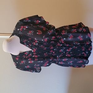 Torrid sheer blouse black with red roses size 0 / 12 / 14